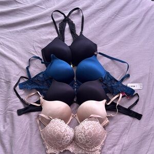5 HELLO SUGAR Brand new Women's push up Bra Set - Black, Blue, Cream